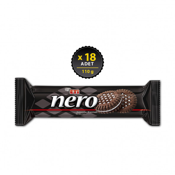 Eti Nero Kakaolu Kremalı Bisküvi 110 g x 18 Adet
