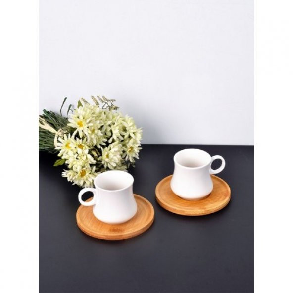Paçi̇ Bambulu Porselen 2li̇ Kahve Fi̇ncani 101096
