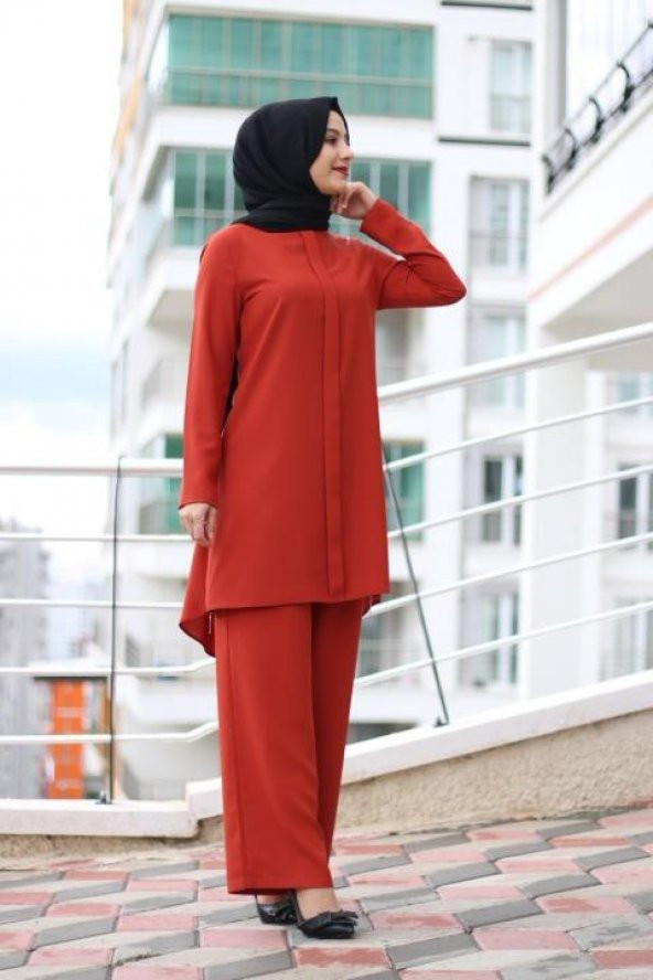 9051 K15 TUNİK PANTOLON TAKIM KİREMİT - 2