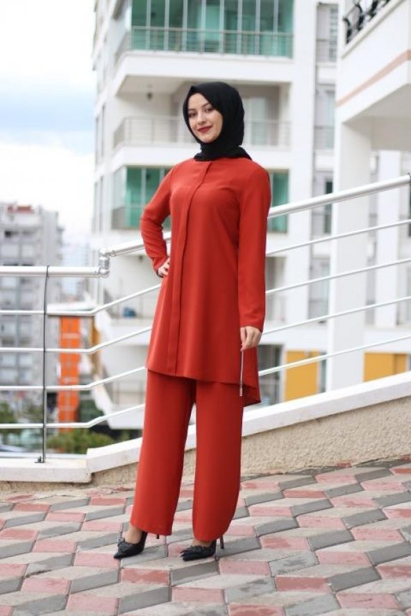 9051 K15 TUNİK PANTOLON TAKIM KİREMİT - 3