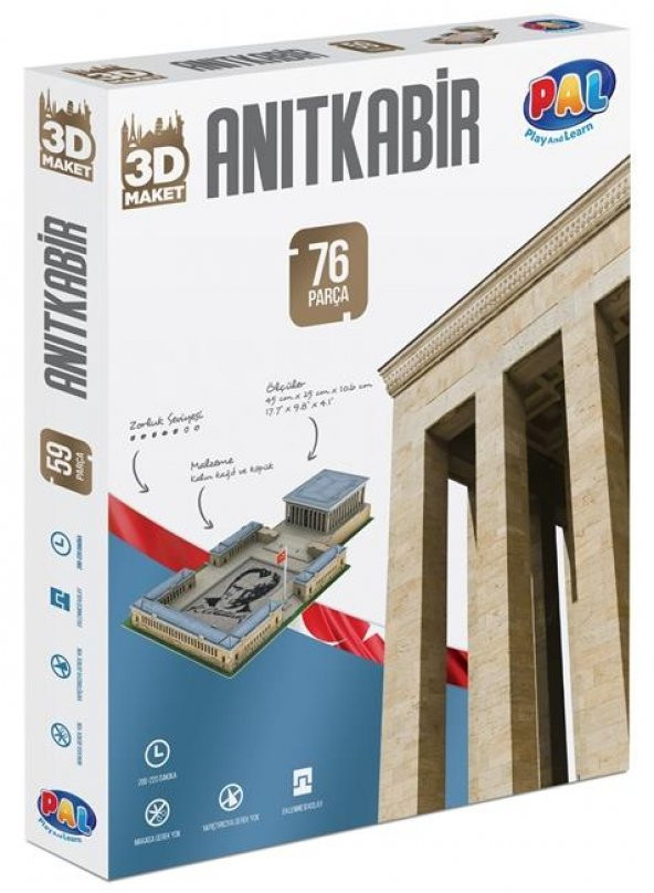 Pal Anıtkabir Atatürk 3D Puzzle 76 Parça