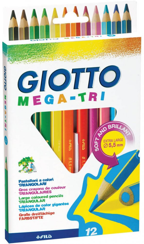 Giotto Mega Tri Kuru Boya Kalemi Asklılı Paket 12Li 220600