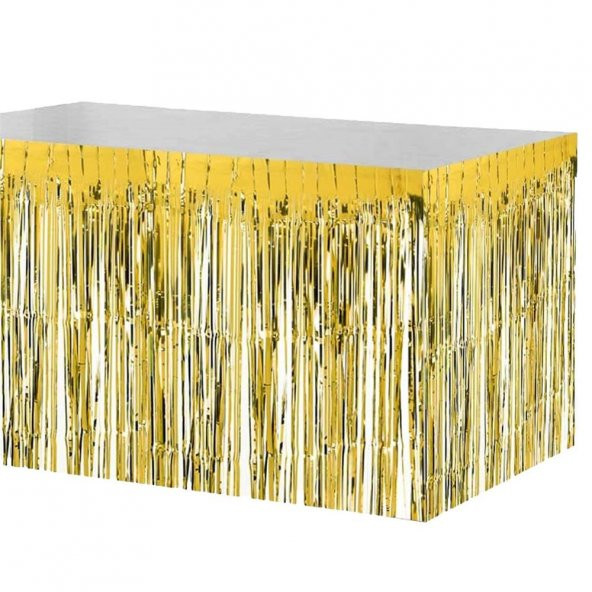 Metalik Folyo Gold (Altın Sarısı) Püskül Masa Eteği 75x400 Cm - 2