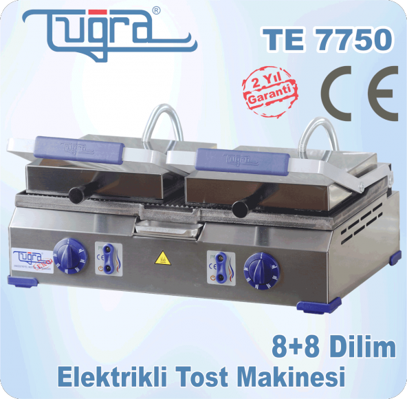 Tuğra Te-7750 Çift Baskılı 8+8 Dilim Sanayi Tipi Döküm Elektrikli Tost Makinesi - 4