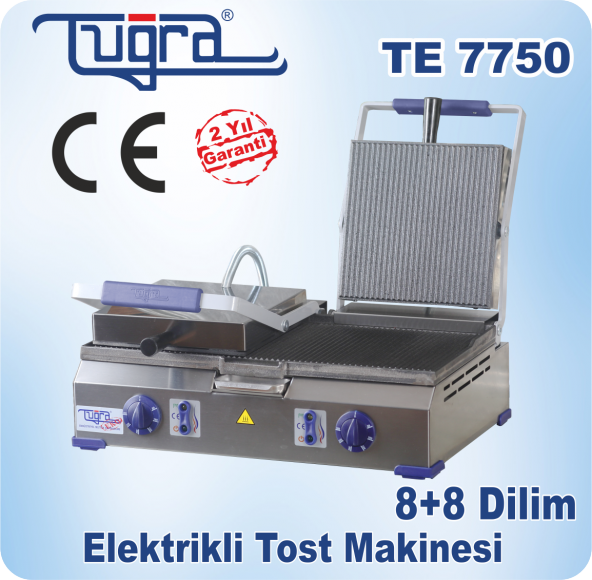 Tuğra Te-7750 Çift Baskılı 8+8 Dilim Sanayi Tipi Döküm Elektrikli Tost Makinesi - 6