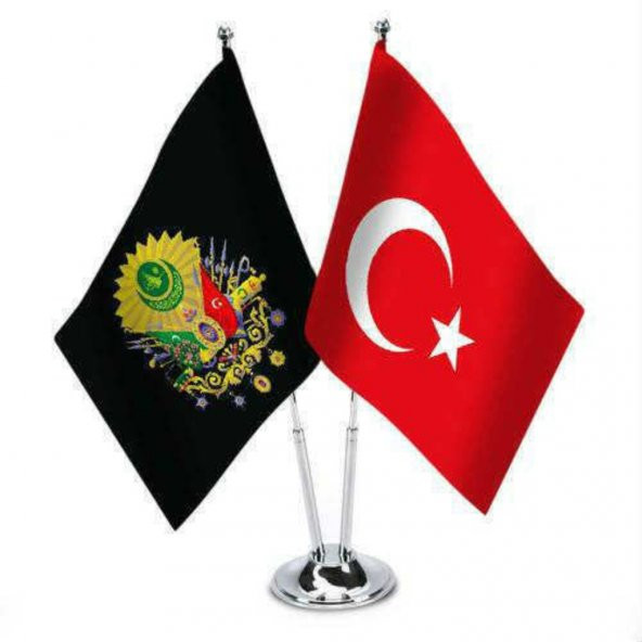 TÜRK BAYRAĞI VE OSMANLI ARMASI MASA BAYRAĞI SETİ - 1