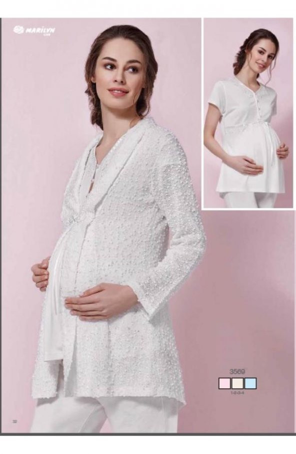 MARİLYN 3569 HAMİLE LOHUSA 3 LÜ PİJAMA SABAHLIK - 2