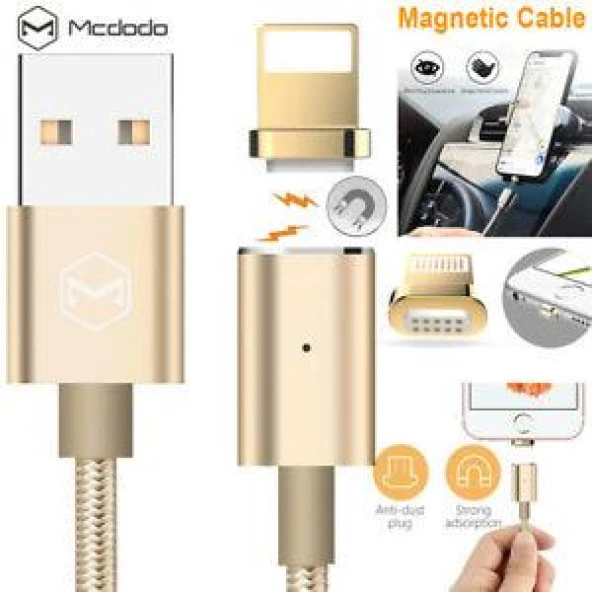 Mcdodo iphone mıknatıslı hızlı şarj kablosu 2.4A CA-210 Gold