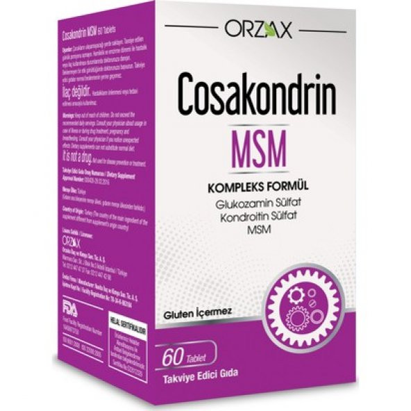 Orzax Cosakondrin MSM Glukozamin Kondroitin 60 Tablet