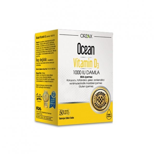 Orzax Ocean Vitamin D3 1000 IU Oral Damla 50 ml