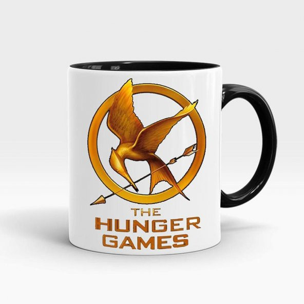Hunger Games Baskılı İçi ve Kulpu Siyah Renkli Kupa
