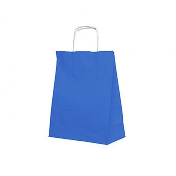 Roll-Up Kraft Kağıt Çanta Mavi Orta Boy 25li (31x25x12 Cm 38 Gr)