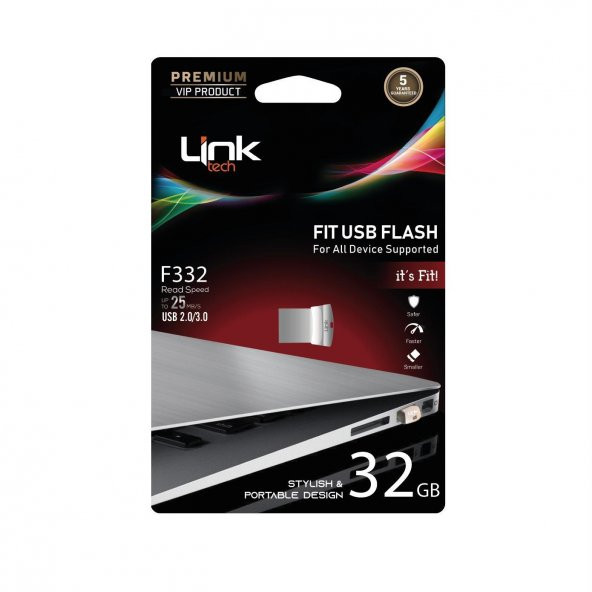 LinkTech 32GB USB Bellek 2.0 F332 Metal Fit Premium 25Mb/s