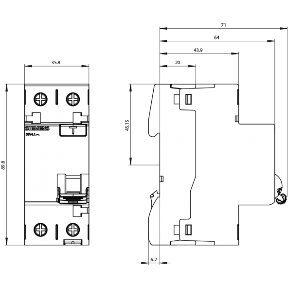 SIEMENS 5SV4612-0 Kaçak Akım Rölesi 25A 300mA 230V 1Faz - 2