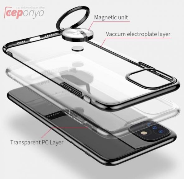 Galaxy A51 Yüzüklü Standlı Köşeleri Renkli Şeffaf Kılıf - Resim 3