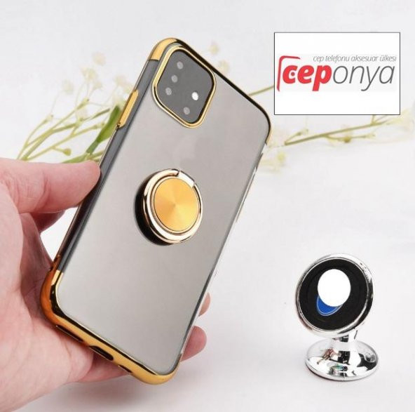 Galaxy A51 Yüzüklü Standlı Köşeleri Renkli Şeffaf Kılıf - Resim 5