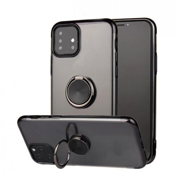 Galaxy A51 Yüzüklü Standlı Köşeleri Renkli Şeffaf Kılıf - Resim 9