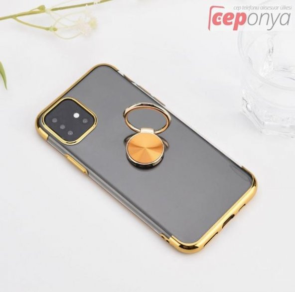 Galaxy A51 Yüzüklü Standlı Köşeleri Renkli Şeffaf Kılıf - Resim 10