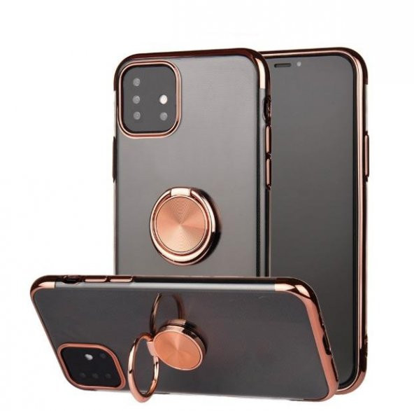 Galaxy A51 Yüzüklü Standlı Köşeleri Renkli Şeffaf Kılıf - Resim 11