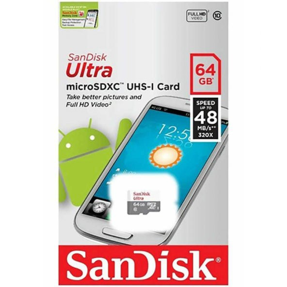 Sandisk Ultra 64 GB Micro SD Hafıza Kartı
