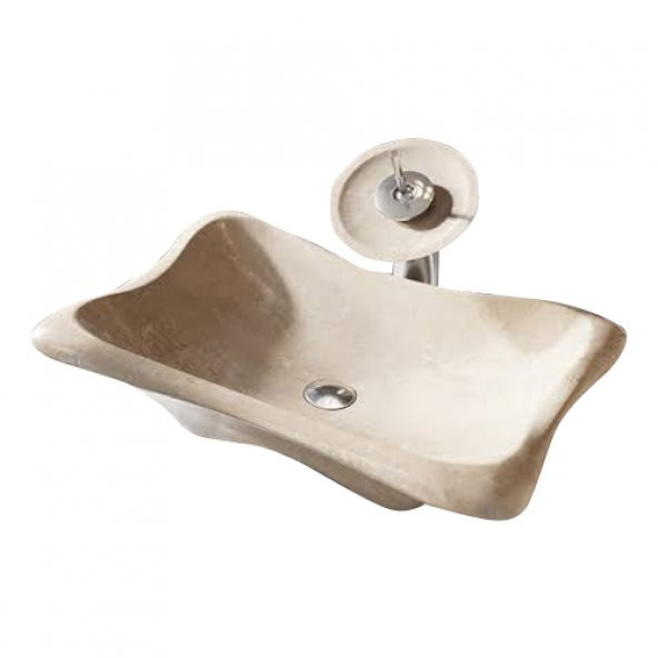 Traverten Yamuk Kenar Lavabo - 1