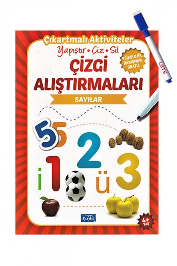 Çizgi Alıştırmaları - Sayılar - Parıltı Yayınları - Yaz Sil Kalem Hediyeli