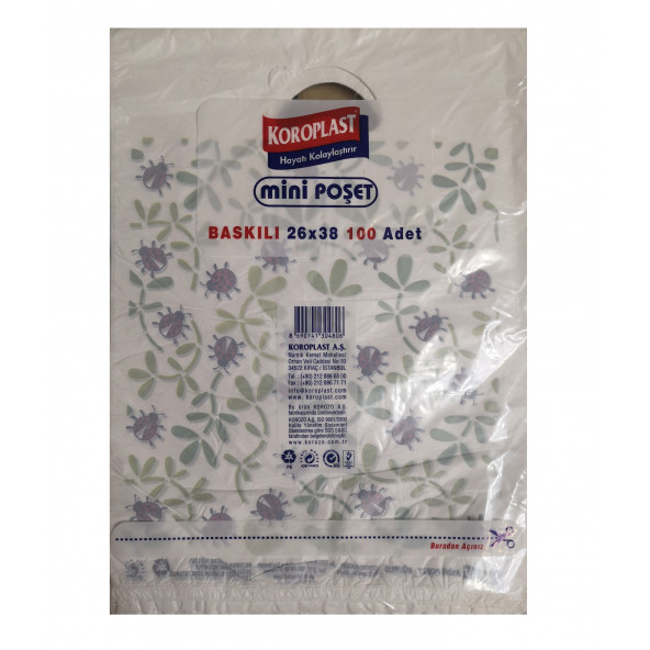 UĞUR BÖCEĞİ Baskılı ekonomik ORTA BoY HIŞIR POŞET 26x38cm (100 adet) - 2