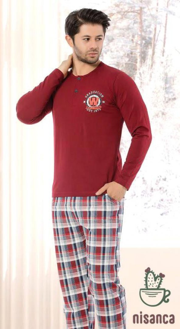 Erkek Pamuk Penye Pijama Takımı 100 Pamuk 1.Kalite - 1