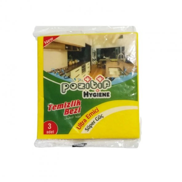 Pozitif Hygiene Temizlik Bezi Ultra Emici Sarı 3lü x 15 paket 45 adet