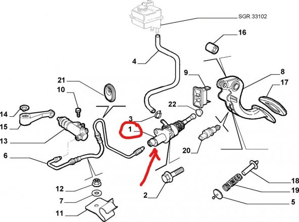 FIAT DOBLO DEBRİYAJ ÜST MERKEZİ SİLİNDİRİ  55196182 - 4