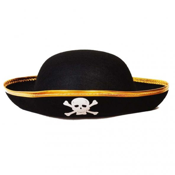 1 Adet Siyah Keçeden Korsan Şapka, Temalı Parti Ürünleri