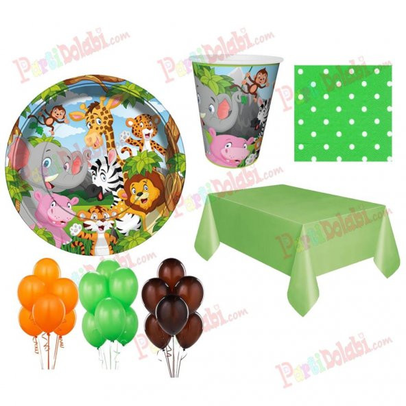 Aslan Zebra Zürafa Fil Maymun Kaplan Temalı Konsept Parti Seti - Resim 2