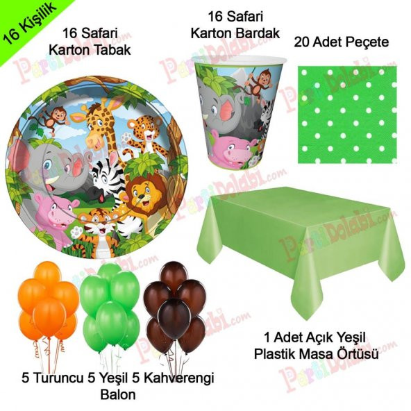 Aslan Zebra Zürafa Fil Maymun Kaplan Temalı Konsept Parti Seti - Resim 3