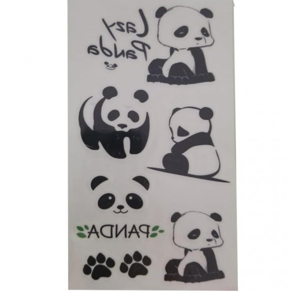 Minimal Panda Geçici Dövme Seti, Sticker Sevimli Panda Tattoo