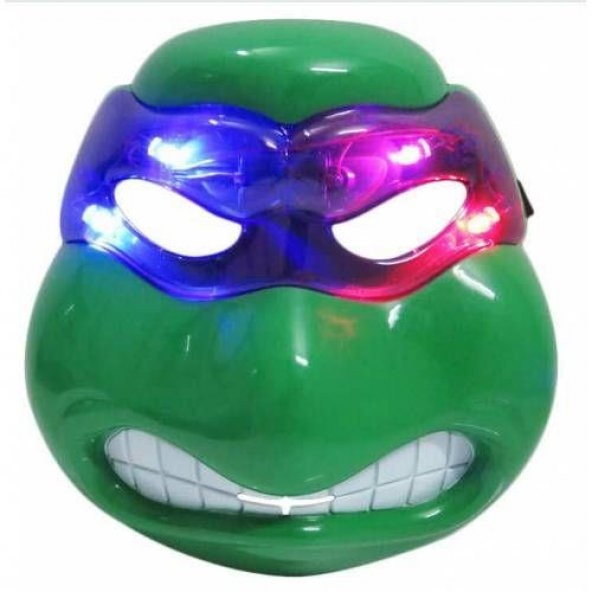 1 Adet Yeşil Kırmızı Işıklı Ninja Kaplumbağalar Maskesi Parti