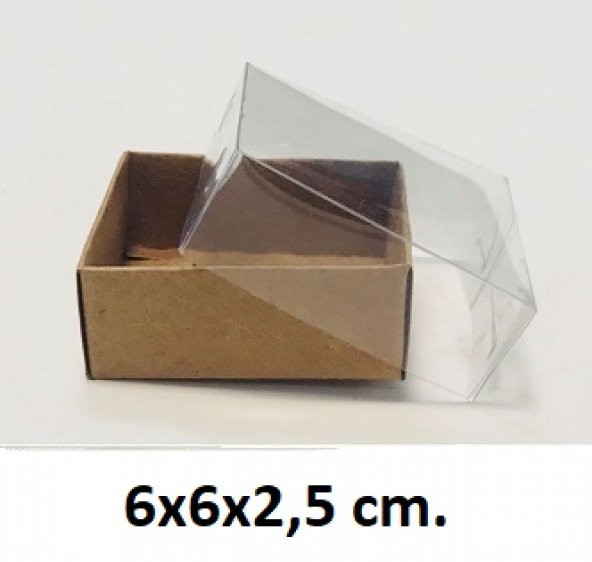 50 Adet Asetat Kapaklı Karton Kutu 6x6x2,5 cm.