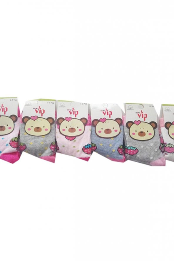Lababy Renkli Desenli Kız Bebek Soket Çorap 6 lı Paket