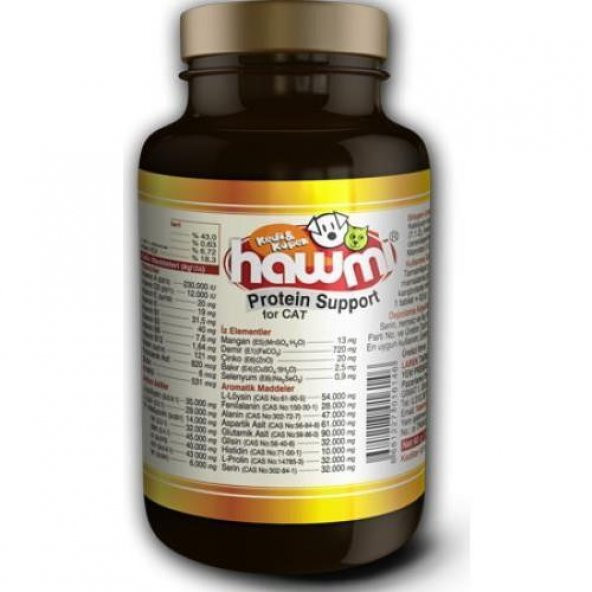 Hawmi Protein Support For Cat Kediler İçin Vitamin, Mineral ve Protein Desteği
