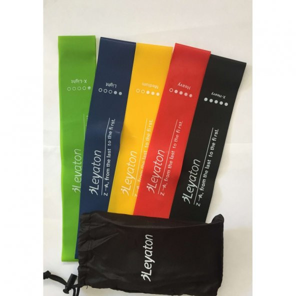 Leyaton 5'Li Aerobik Band Latex Aerobik Bandı Pilates Yoga Lastiği Set - 4