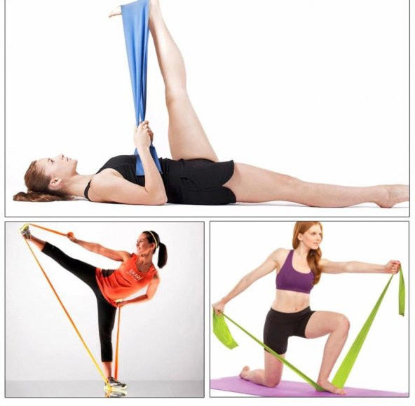 3 lü Pilates Lastiği Pilates Bandı Pilates Bantı 120x15 Cm - 2