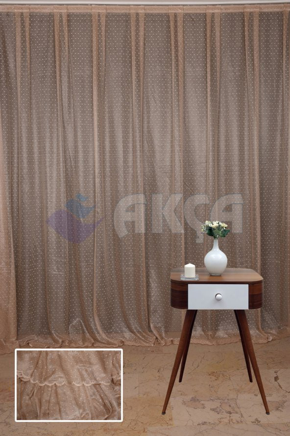 Hazır Dikilmiş SEYREK NOKTALI MODEL SALON PERDESİ 1.SINIF FONLUK PERDE - 12