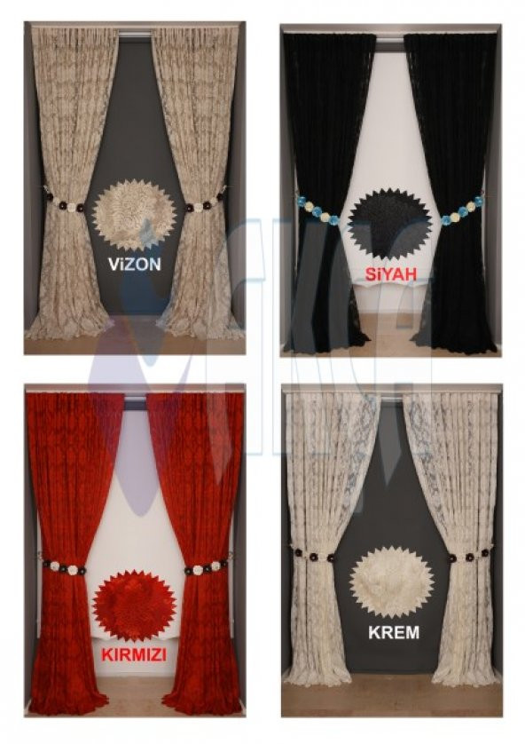 Hazır Dikilmiş DAMAKS MODEL SALON PERDESİ 1.SINIF FONLUK PERDE - 3