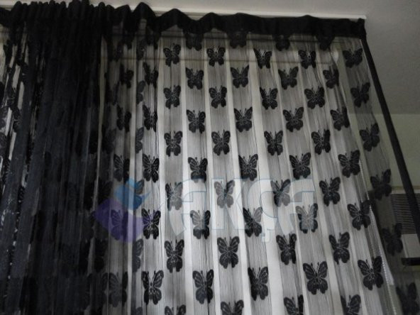 İP PERDE KELEBEK MODEL HAZIR DİKİLMİŞ DÜĞMELİ FONLUK PERDE - 2