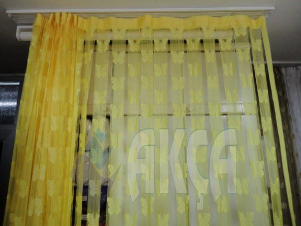 İP PERDE KELEBEK MODEL HAZIR DİKİLMİŞ DÜĞMELİ FONLUK PERDE - 4