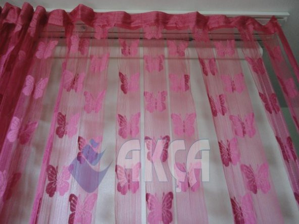 İP PERDE KELEBEK MODEL HAZIR DİKİLMİŞ DÜĞMELİ FONLUK PERDE - 5