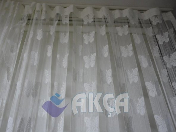 İP PERDE KELEBEK MODEL HAZIR DİKİLMİŞ DÜĞMELİ FONLUK PERDE - 10