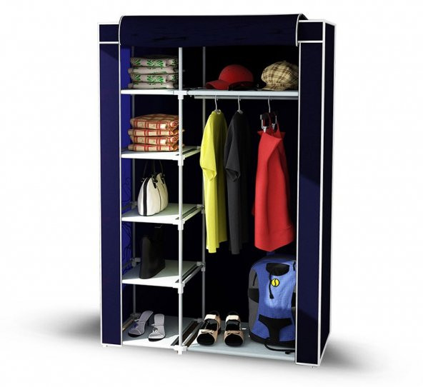 TEKNOR Tek Yandan Raflı Plastik Bez Dolap - Lacivert