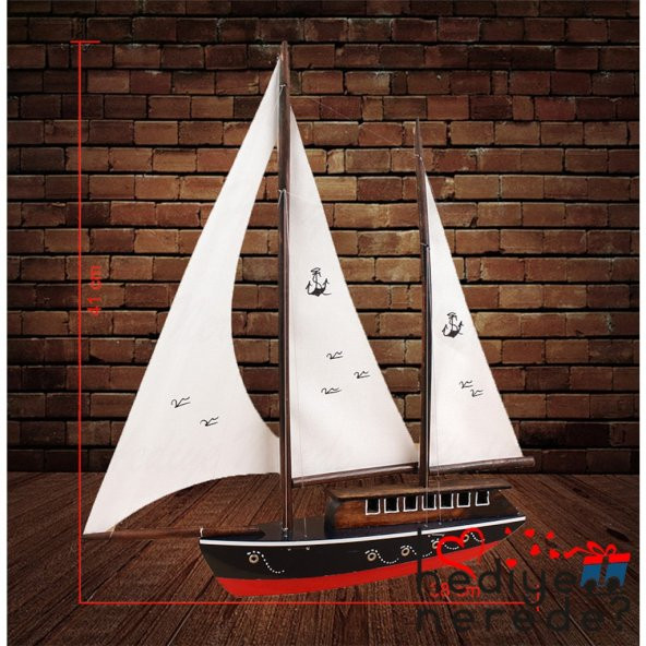 Ahşap Yat  El Yapımı Dekoratif Tekne  Orta Boy 41x38 2 Model
