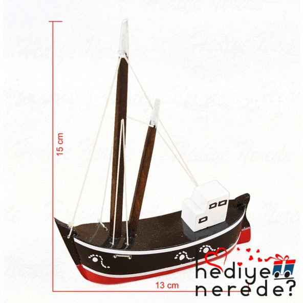Tekne Ahşap  El Yapımı Dekoratif Balıkçı Tekne 13x10 2 Model - 3