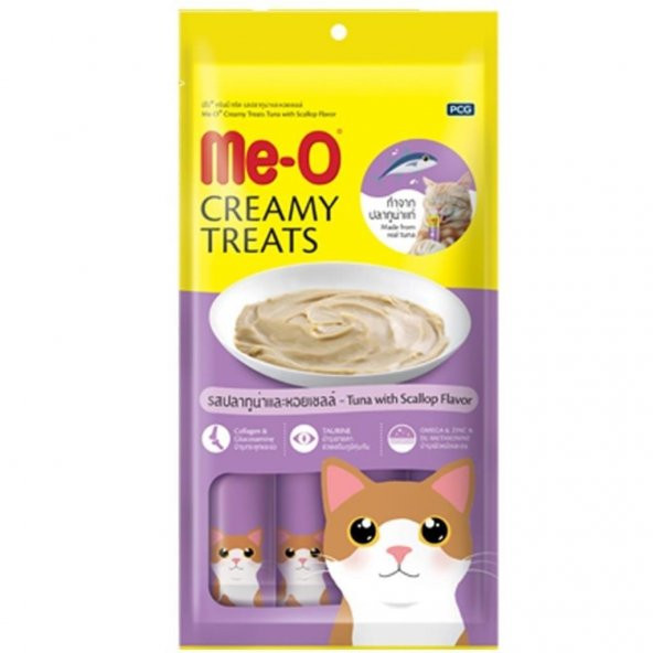 Me-O Creamy Treats Ton Balığı Ve Deniz Tarağı Kedi Ödül Maması 15 gr x 4